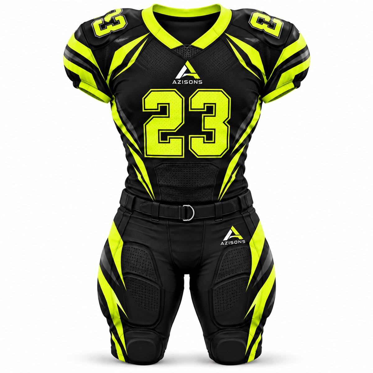 American Football Uniform Black / Neon Yellow AS-121 Custom sublimated American football uniform Black / Neon Yellow – Azisons AS-121