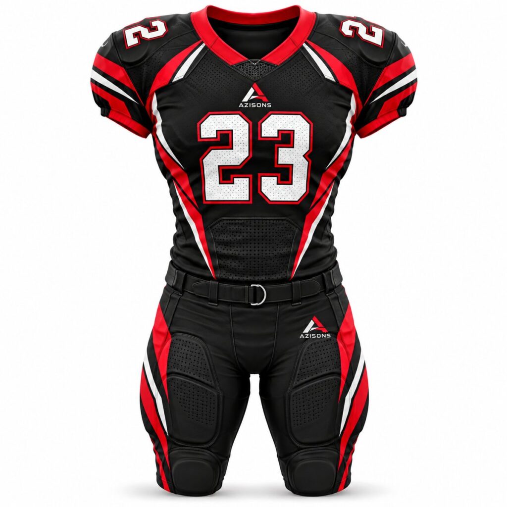 Custom sublimated American football uniform Black / Red – Azisons AS-119