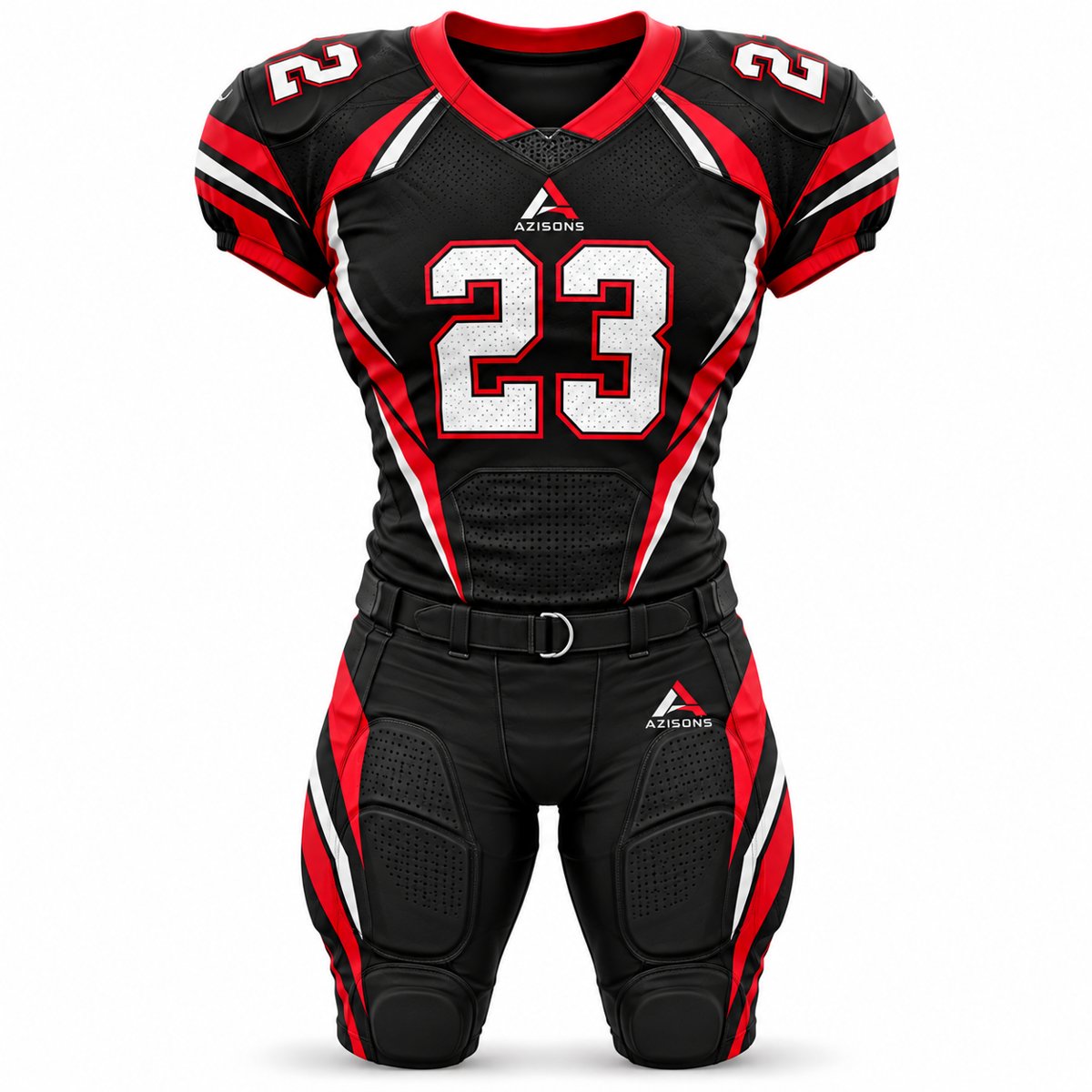 American Football Uniform Black / Red AS-119 Custom sublimated American football uniform Black / Red – Azisons AS-119