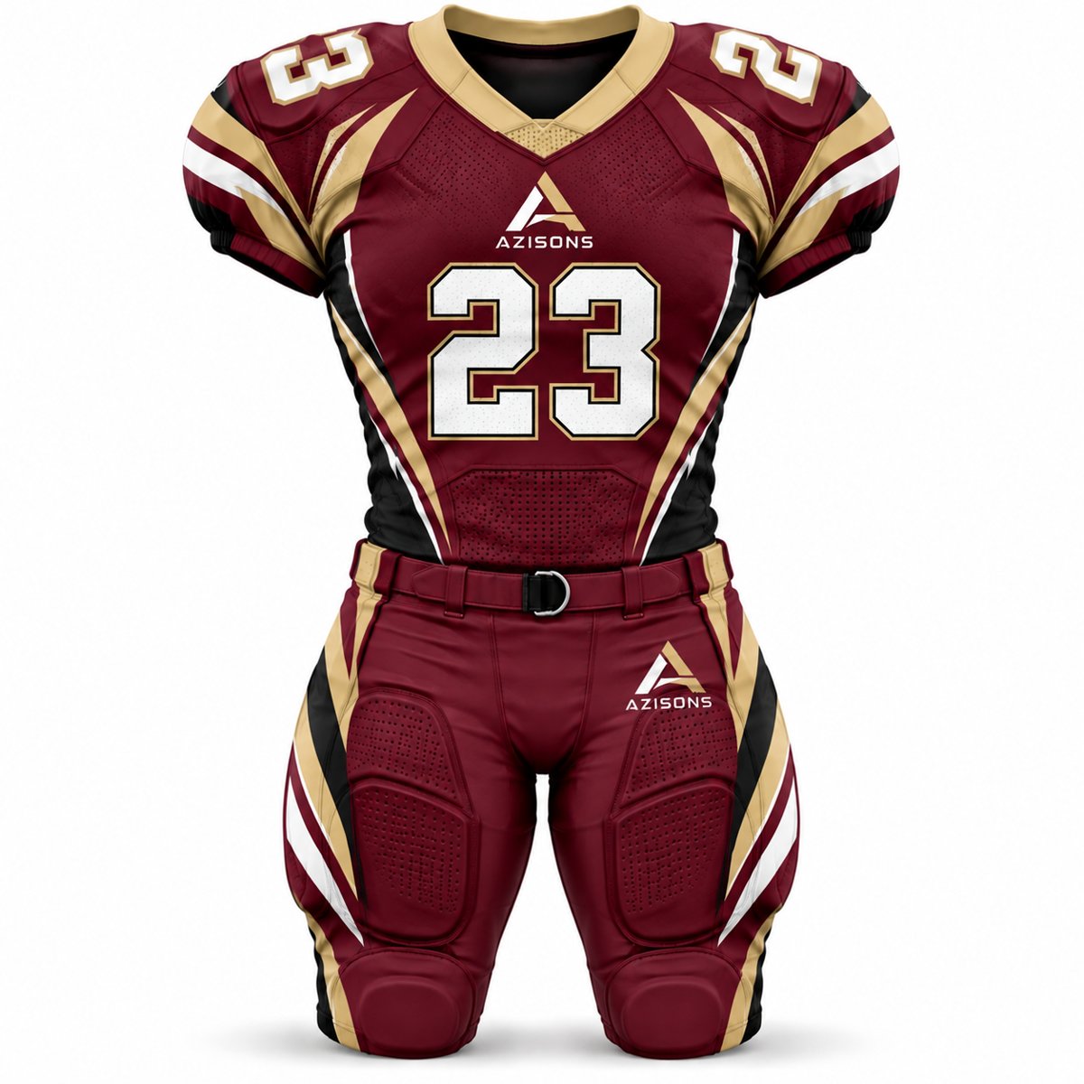 American Football Uniform Maroon / Gold AS-120 Custom sublimated American football uniform Maroon / Gold – Azisons AS-120