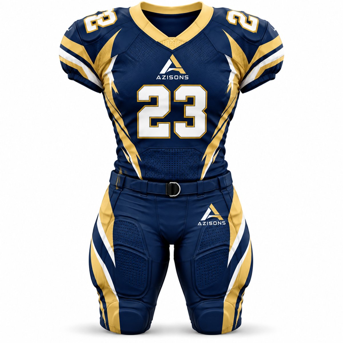 American Football Uniform Navy / Gold AS-123 Custom sublimated American football uniform Navy / Gold – Azisons AS-123