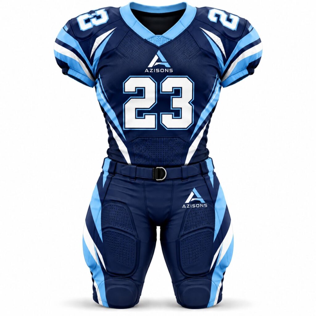 Custom sublimated American football uniform Navy / Sky Blue – Azisons AS-128