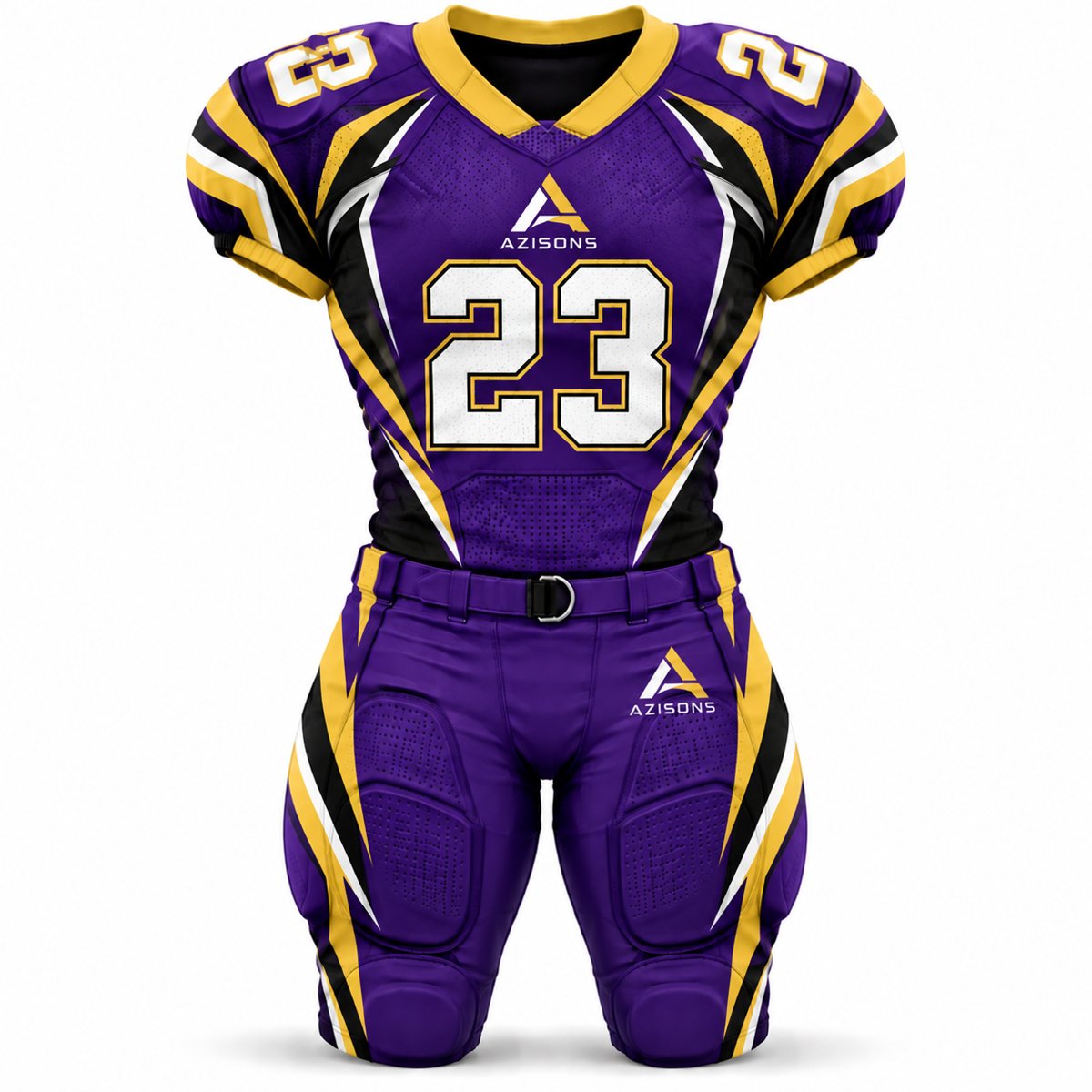 American Football Uniform Purple / Gold AS-126 Custom sublimated American football uniform Purple / Gold – Azisons AS-126
