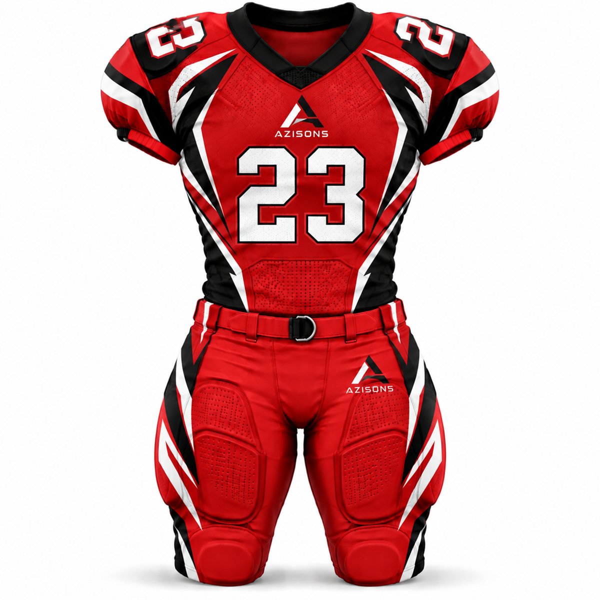 Custom sublimated American football uniform Red / Black – Azisons AS-125