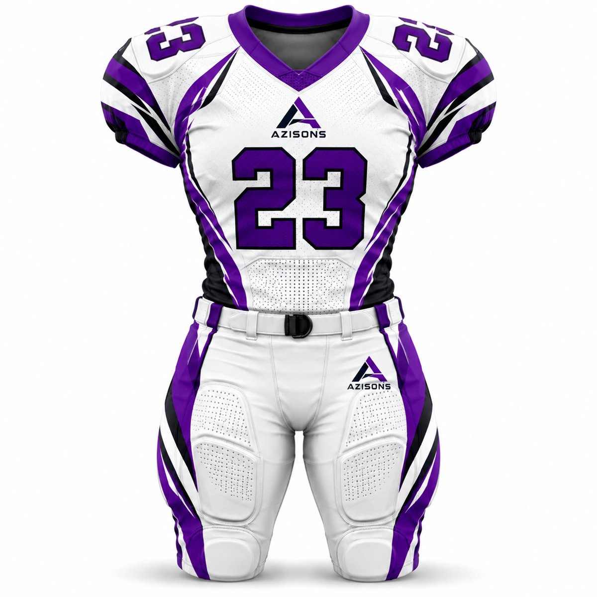 American Football Uniform White / Purple AS-122 Custom sublimated American football uniform White / Purple – Azisons AS-122