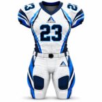 Custom sublimated American football uniform White / Royal Blue – Azisons AS-124