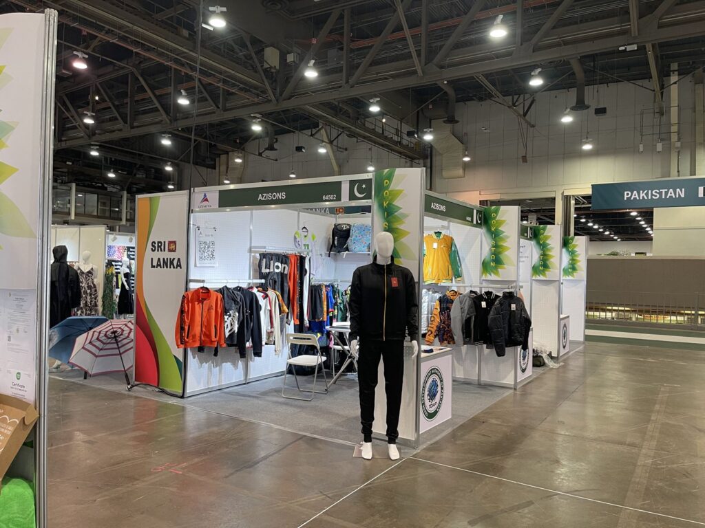 AZISONS sportswear manufacturer booth at a US sourcing trade show