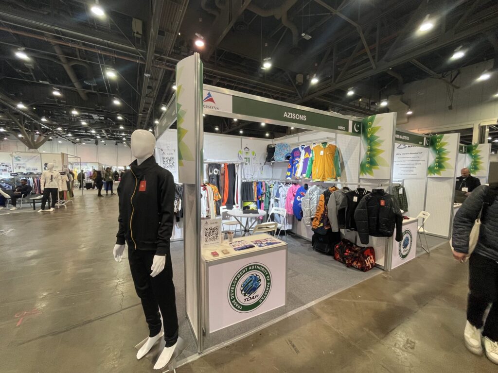 AZISONS sportswear manufacturer booth at a US sourcing trade show