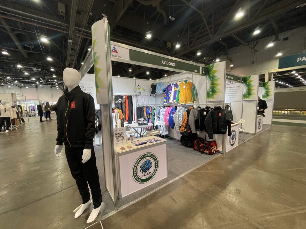 AZISONS sportswear manufacturer booth at a US sourcing trade show