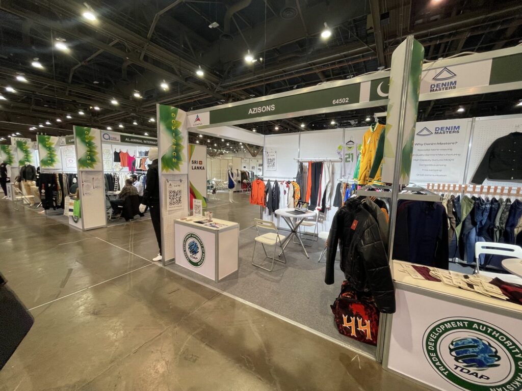 AZISONS sportswear manufacturer booth at a US sourcing trade show