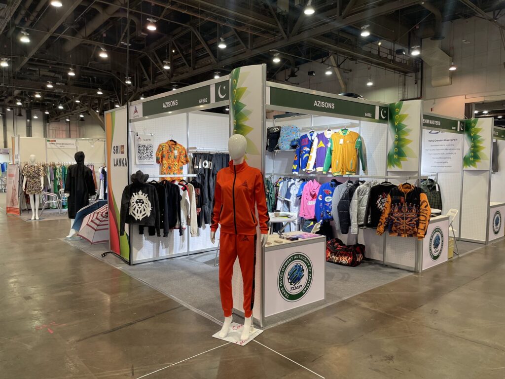 AZISONS sportswear manufacturer booth at a US sourcing trade show