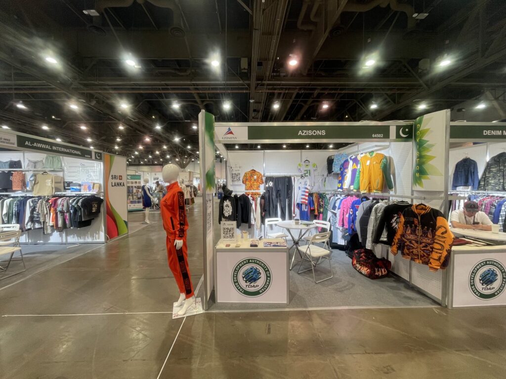 AZISONS sportswear manufacturer booth at a US sourcing trade show