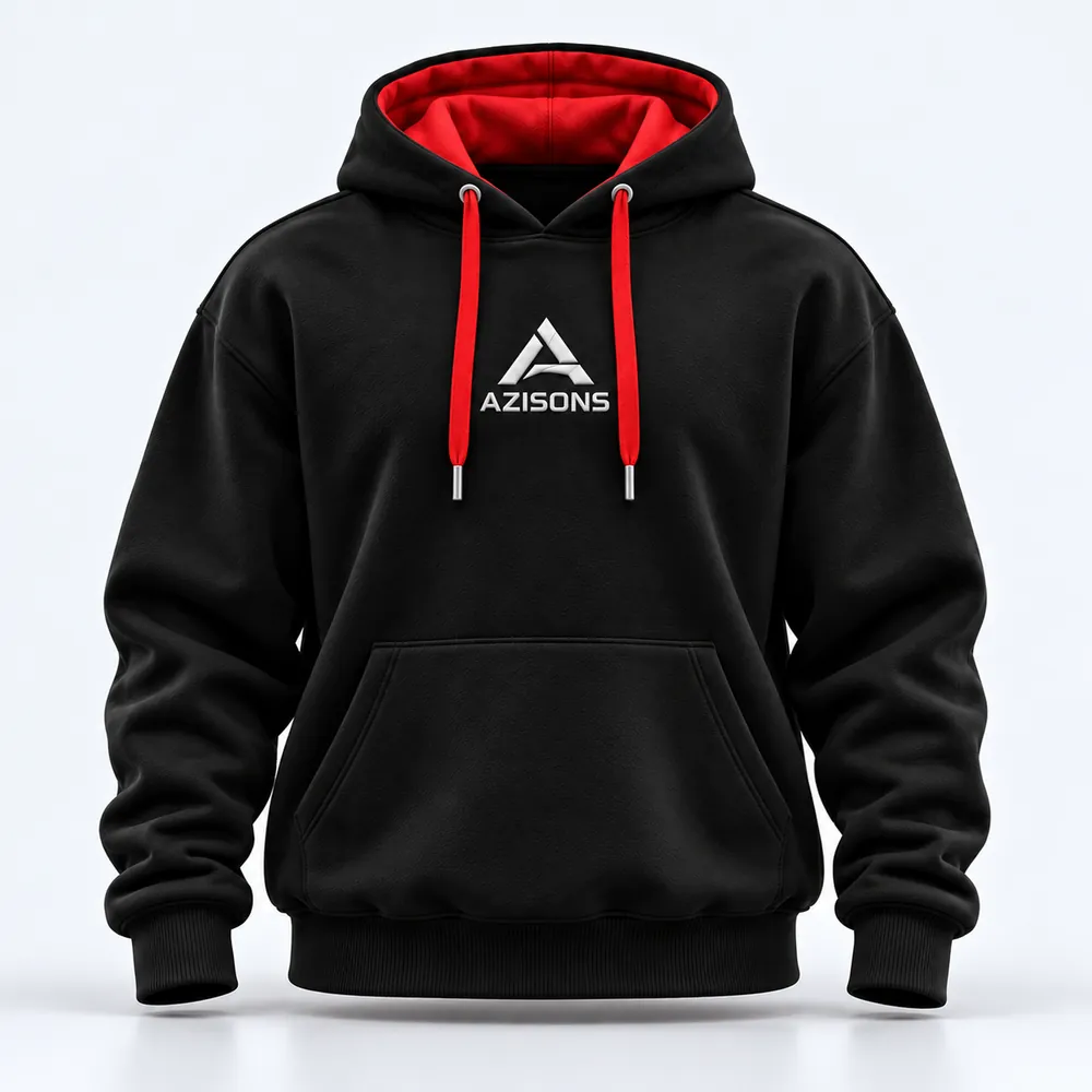 AZISONS custom pullover hoodie black / red