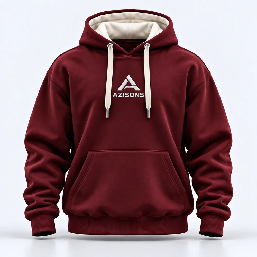 AZISONS custom pullover hoodie maroon / cream