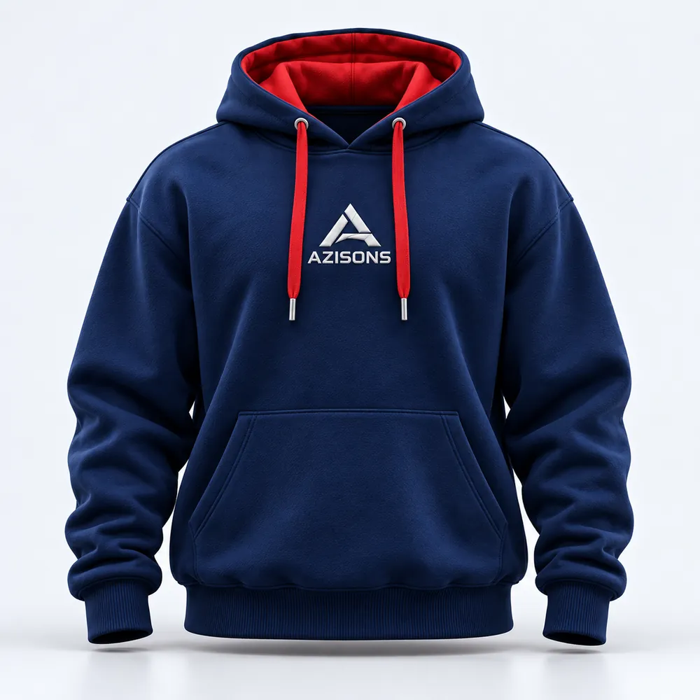 AZISONS custom pullover hoodie navy / red