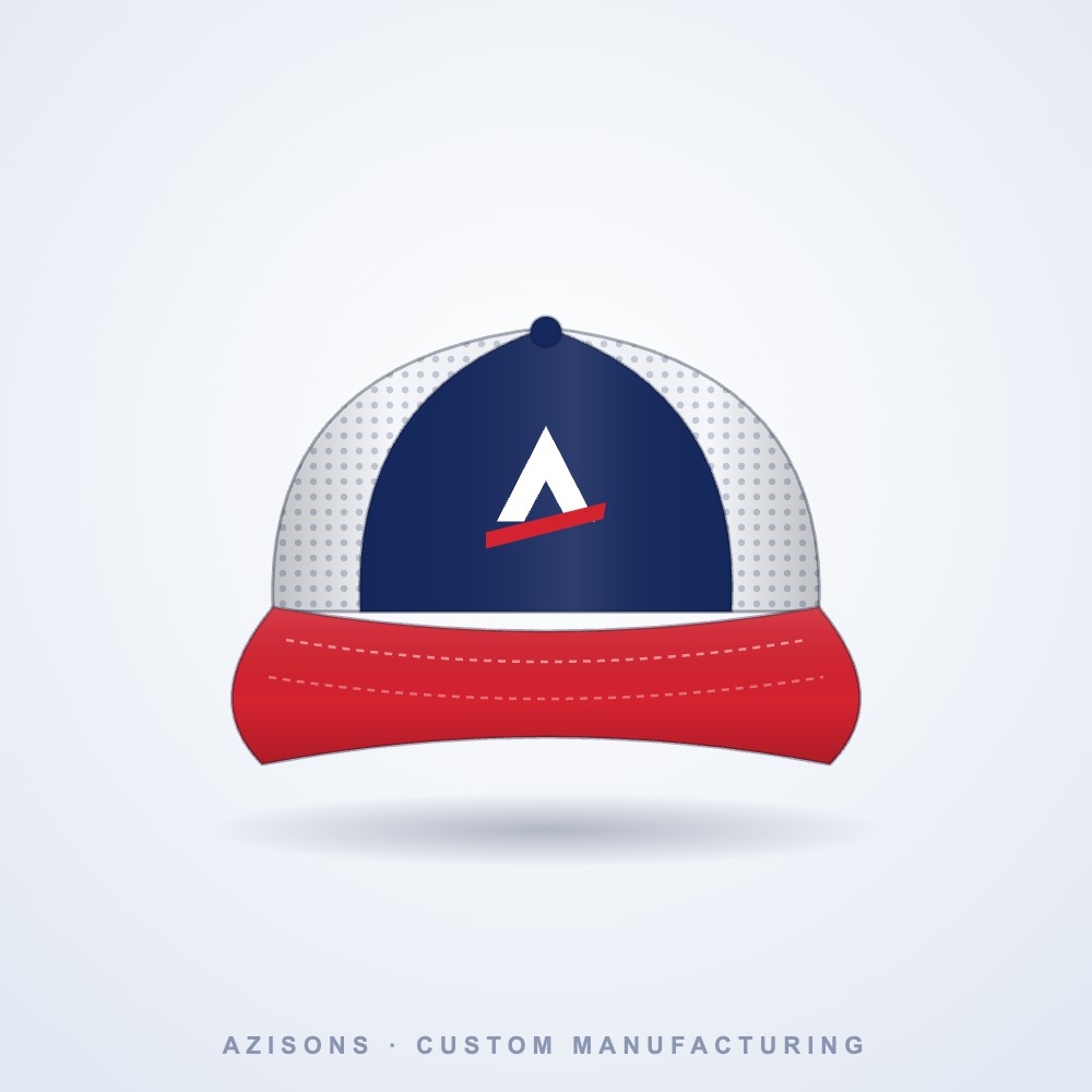 Custom trucker cap manufactured by AZISONS, Sialkot