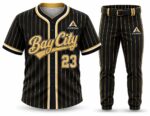 Custom pinstripe baseball uniform Black / Gold – Azisons AS-231