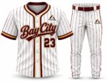 Custom pinstripe baseball uniform White / Maroon – Azisons AS-227