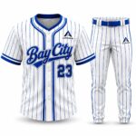 Custom pinstripe baseball uniform White / Royal Blue – Azisons AS-230