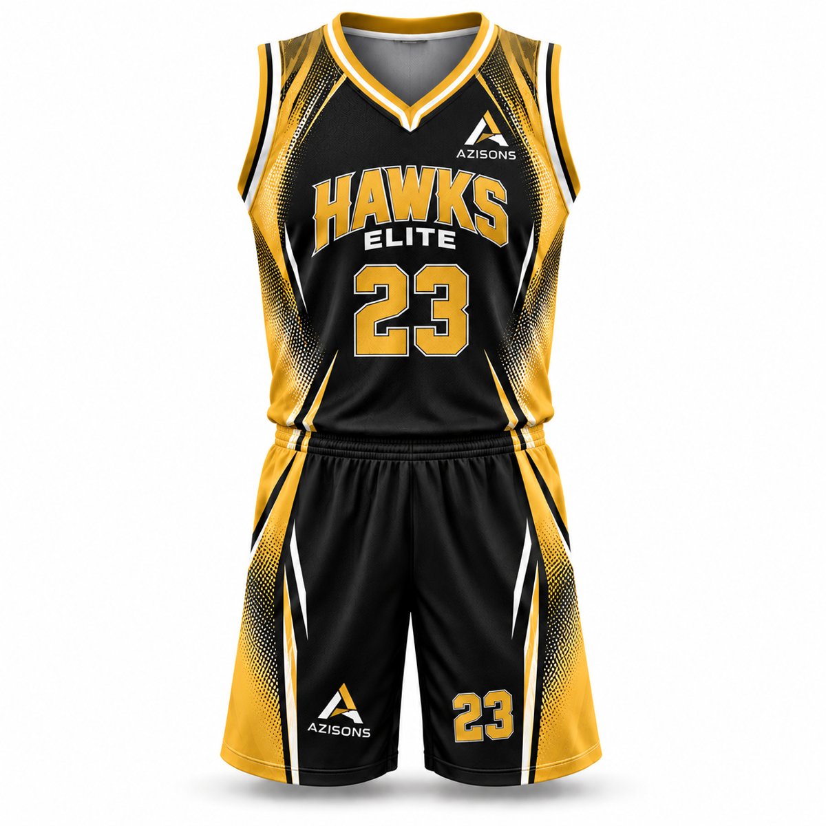 Custom sublimated basketball kit Black / Gold – Azisons AS-334
