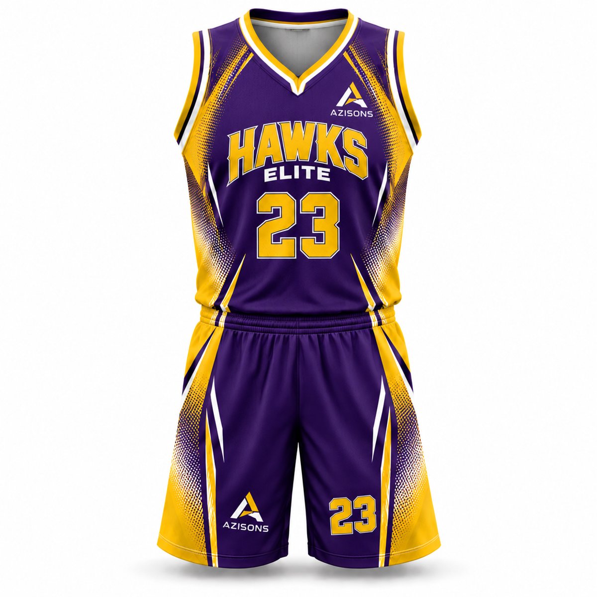 Custom sublimated basketball kit Purple / Gold – Azisons AS-332