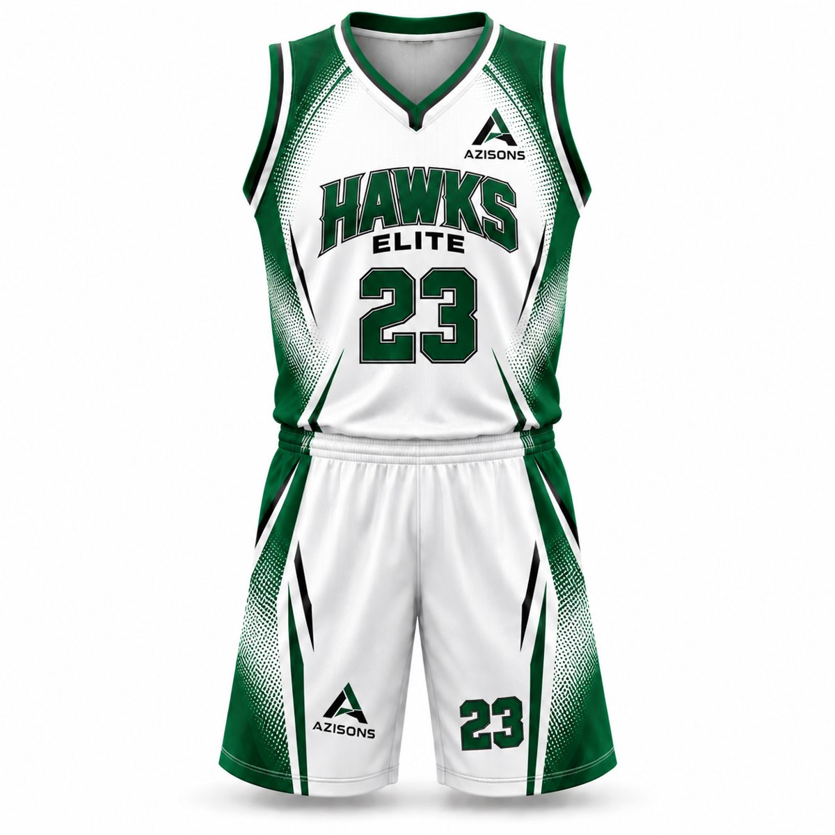 Custom sublimated basketball kit White / Green – Azisons AS-331