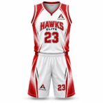 Custom sublimated basketball kit White / Red – Azisons AS-335