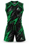 Custom sublimated basketball uniform Black / Green – Azisons AS-325