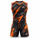 Custom sublimated basketball uniform Black / Orange – Azisons AS-330