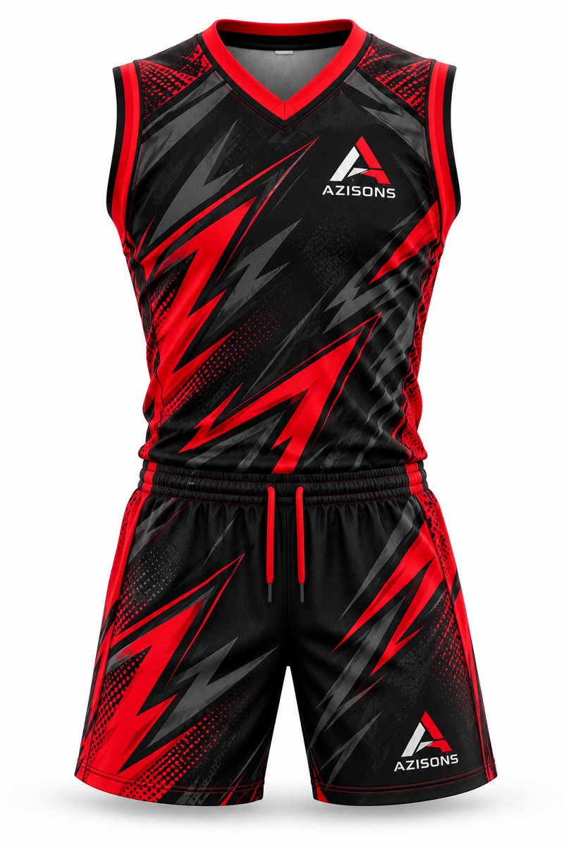 Custom sublimated basketball uniform Black / Red – Azisons AS-329