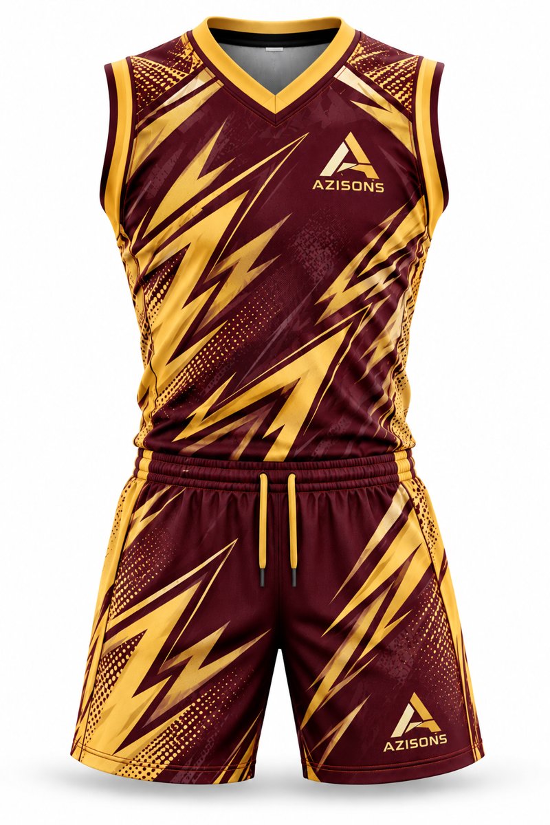 Custom sublimated basketball uniform Maroon / Gold – Azisons AS-326