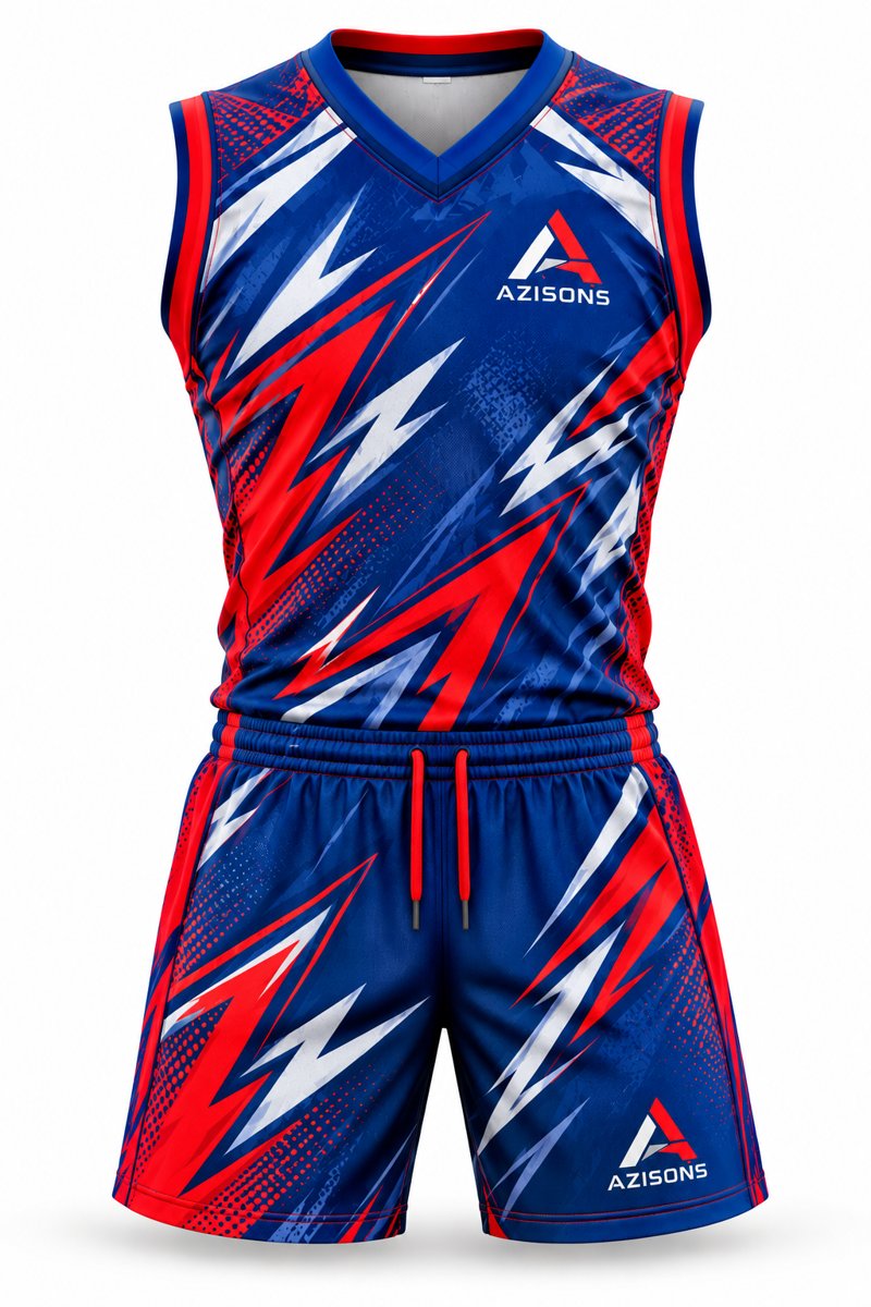 Custom sublimated basketball uniform Royal Blue / Red – Azisons AS-328