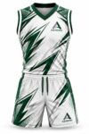 Custom sublimated basketball uniform White / Forest Green – Azisons AS-327