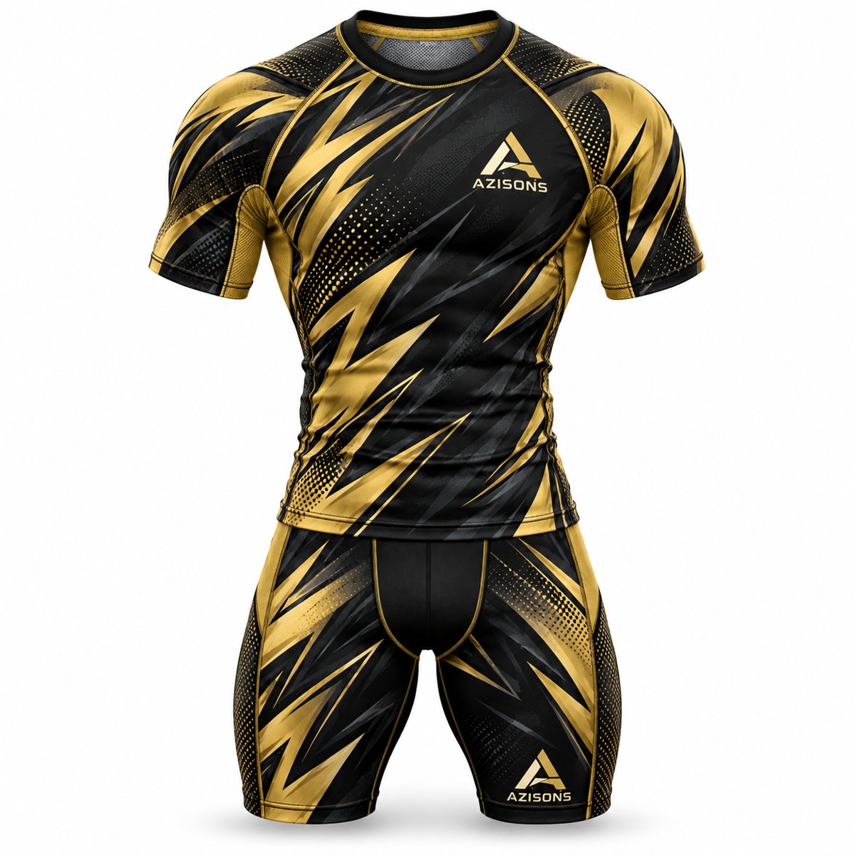 Custom sublimated compression set Black / Gold – Azisons AS-1012