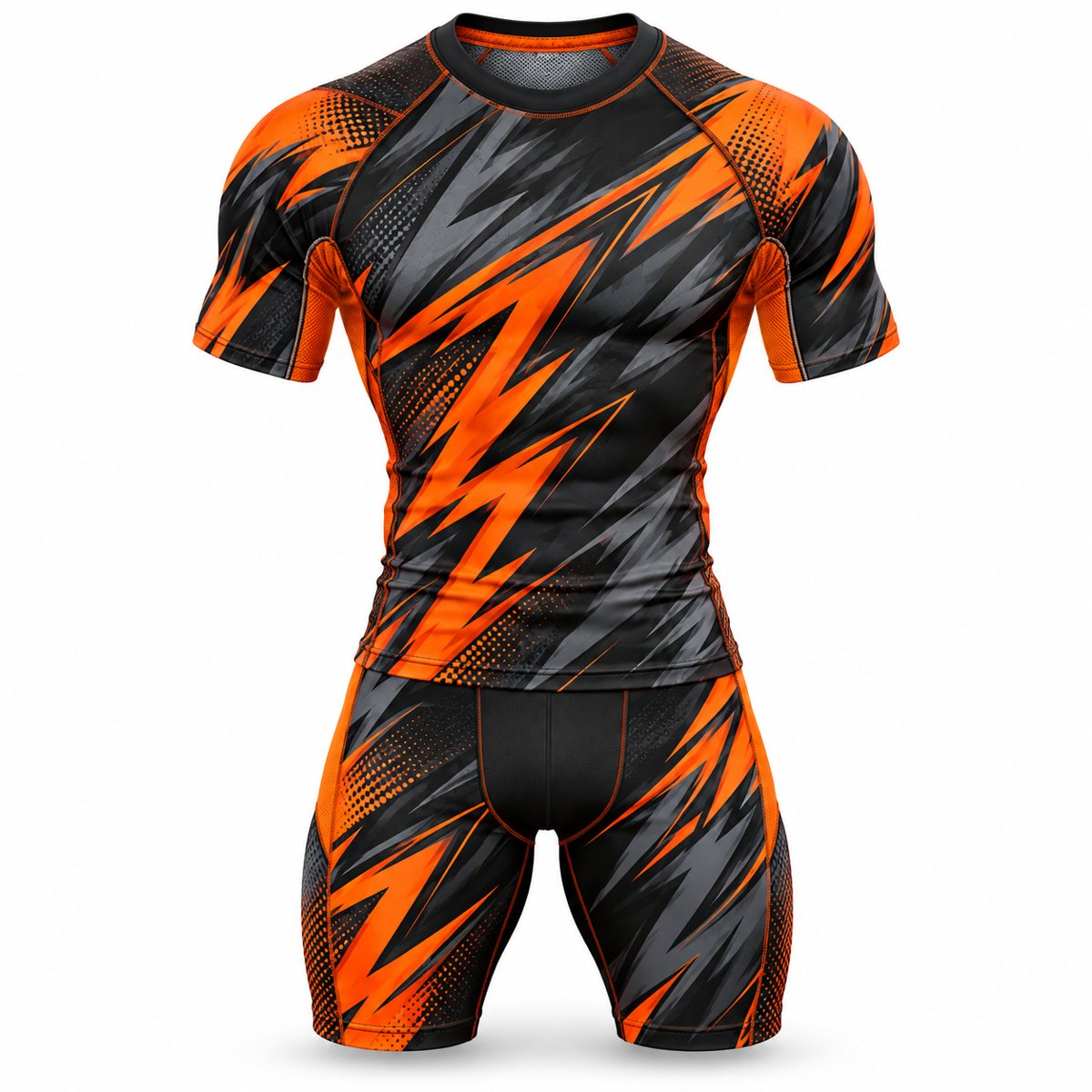 Custom sublimated compression set Black / Orange – Azisons AS-1013