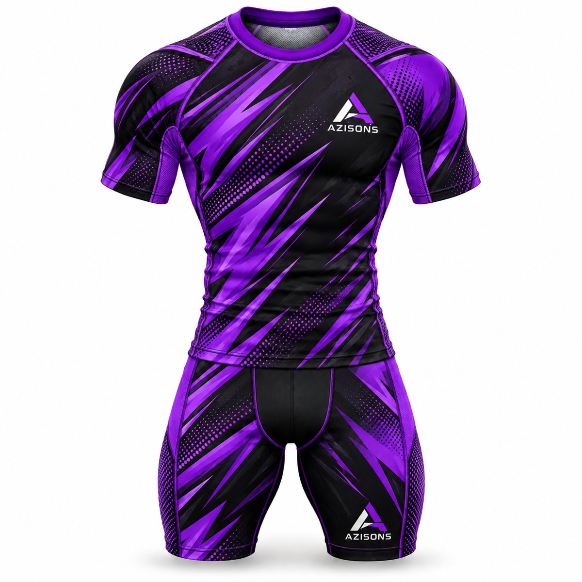 Custom sublimated compression set Black / Purple – Azisons AS-1009