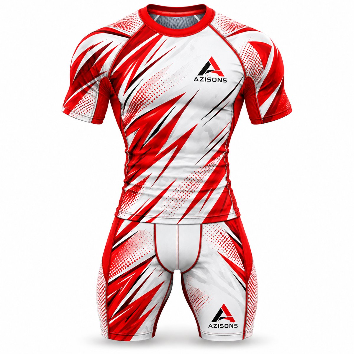 Custom sublimated compression set White / Red – Azisons AS-1010