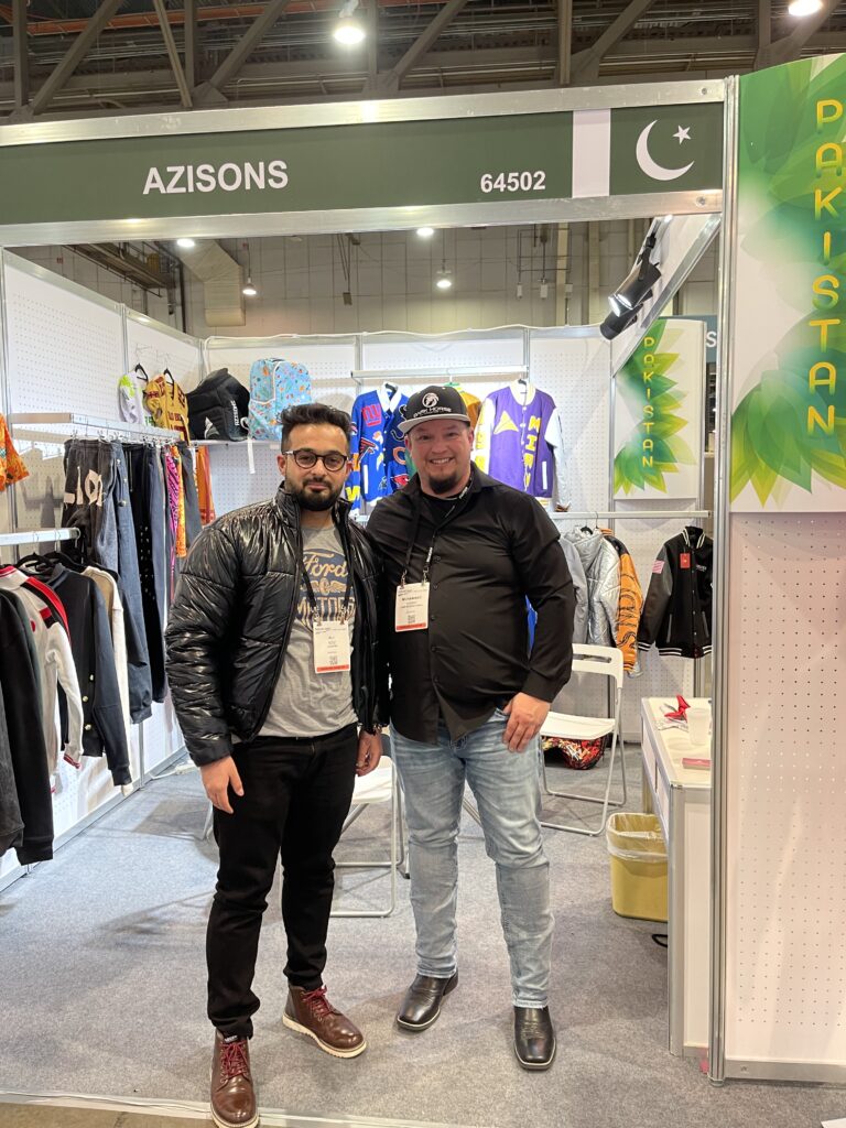 AZISONS team meeting apparel buyers at Sourcing at MAGIC, Las Vegas