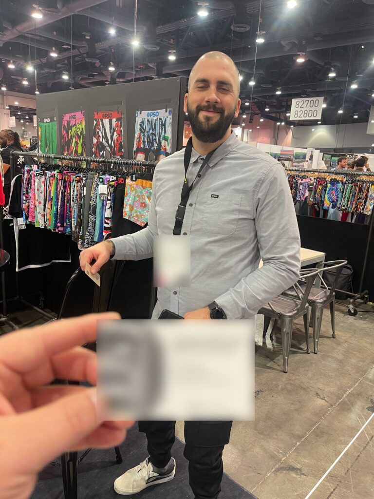 AZISONS team meeting apparel buyers at Sourcing at MAGIC, Las Vegas