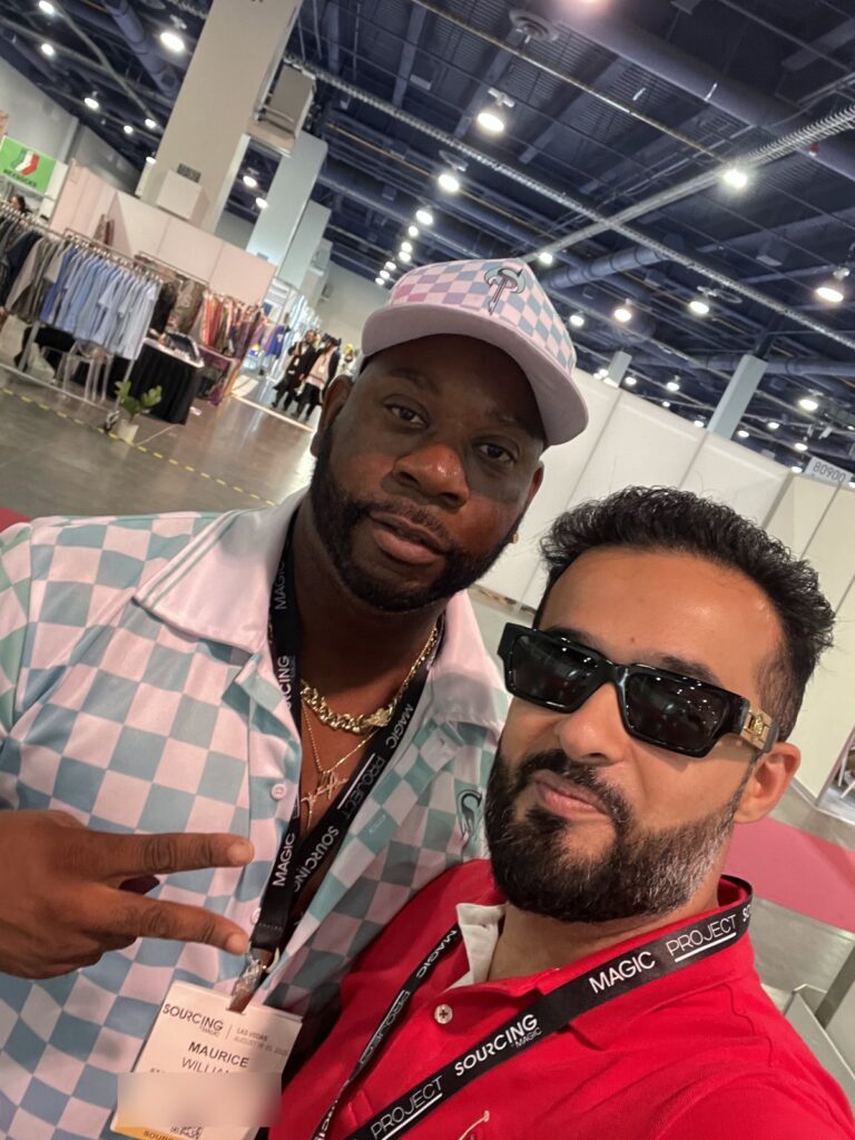 AZISONS team meeting apparel buyers at Sourcing at MAGIC, Las Vegas