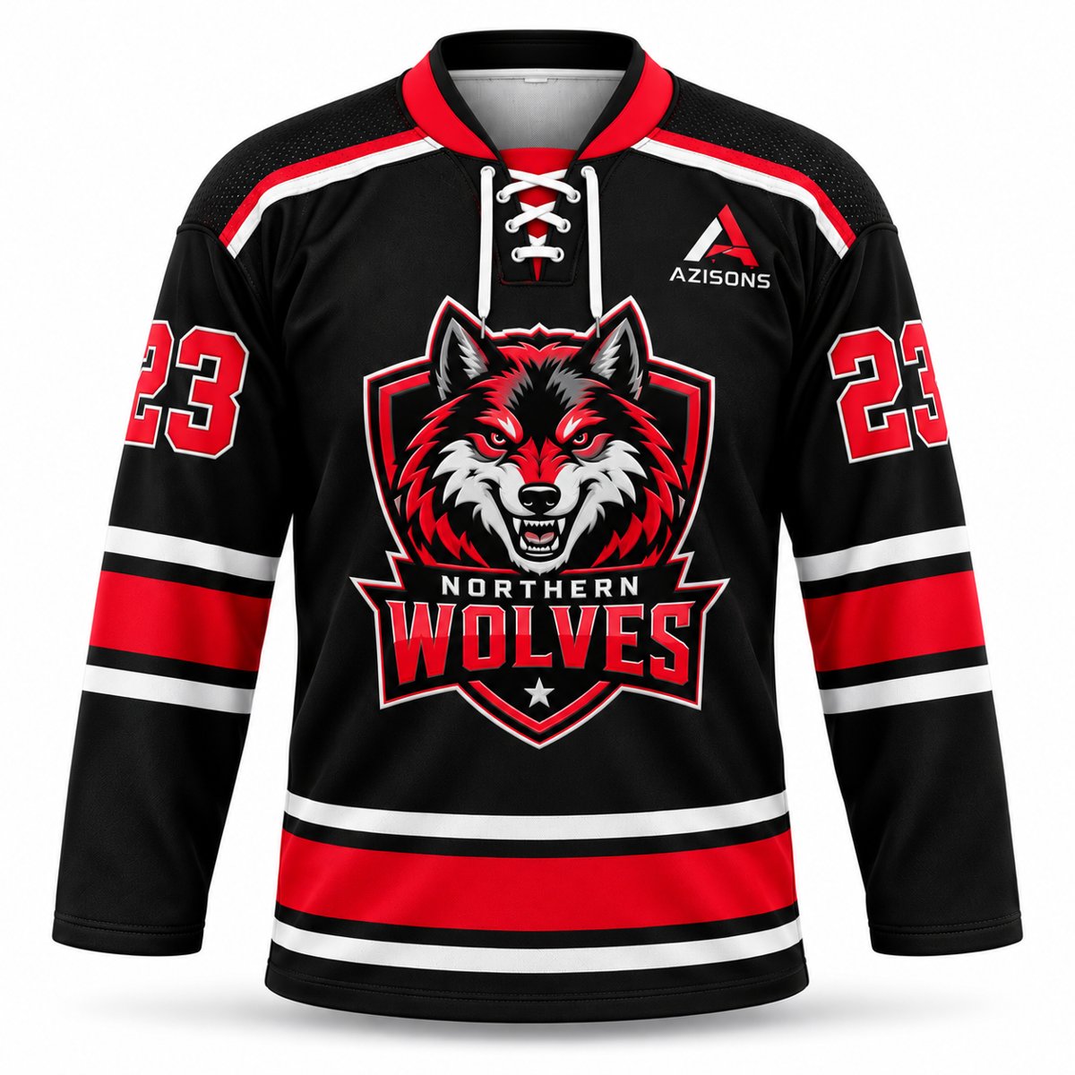 Custom ice hockey jersey Black / Red – Azisons AS-627