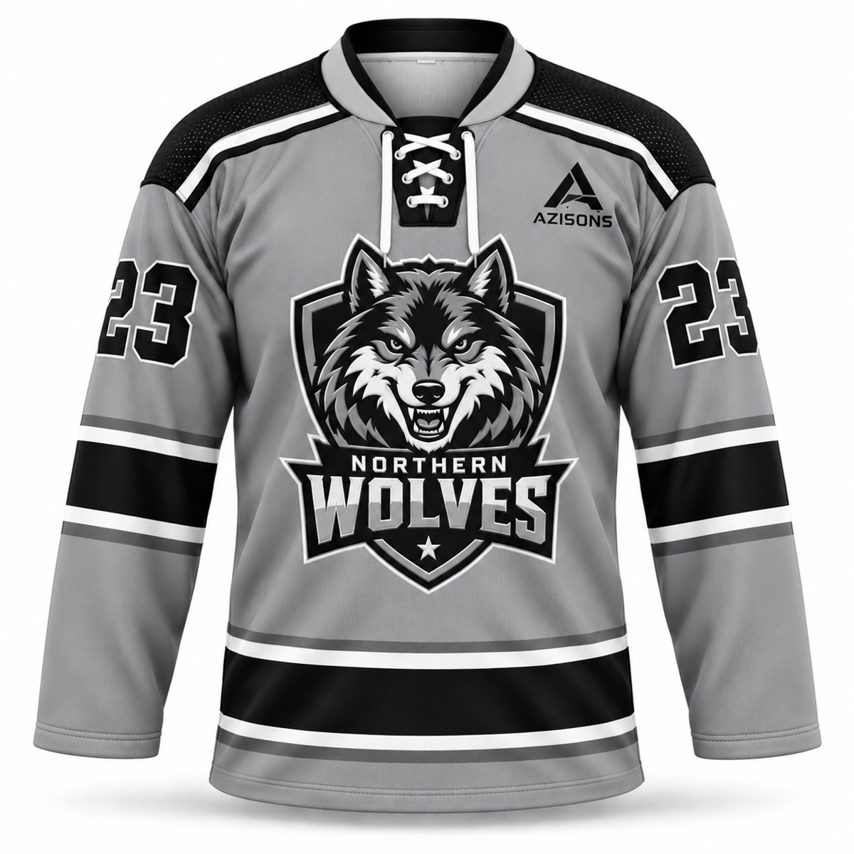 Custom ice hockey jersey Grey / Black – Azisons AS-622
