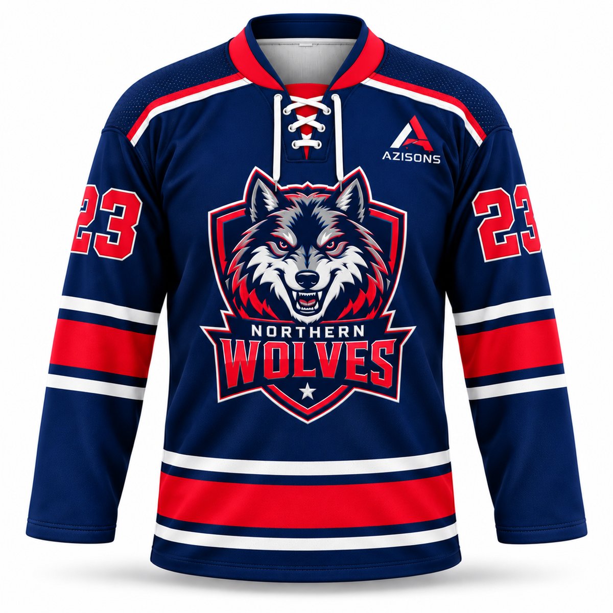 Custom ice hockey jersey Navy / Red – Azisons AS-625
