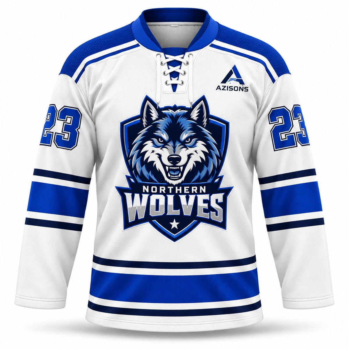 Custom ice hockey jersey White / Royal Blue – Azisons AS-626