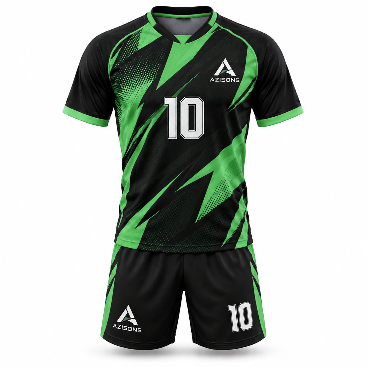Custom sublimated soccer kit Black / Neon Green – Azisons AS-412