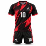 Custom sublimated soccer kit Black / Red – Azisons AS-413