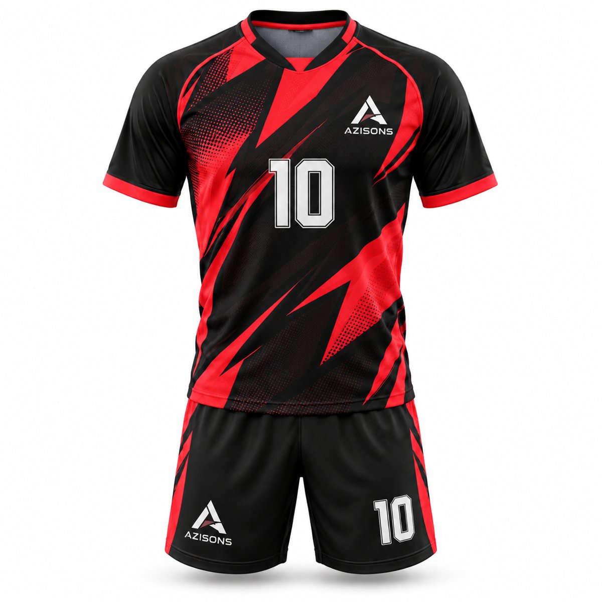Custom sublimated soccer kit Black / Red – Azisons AS-413
