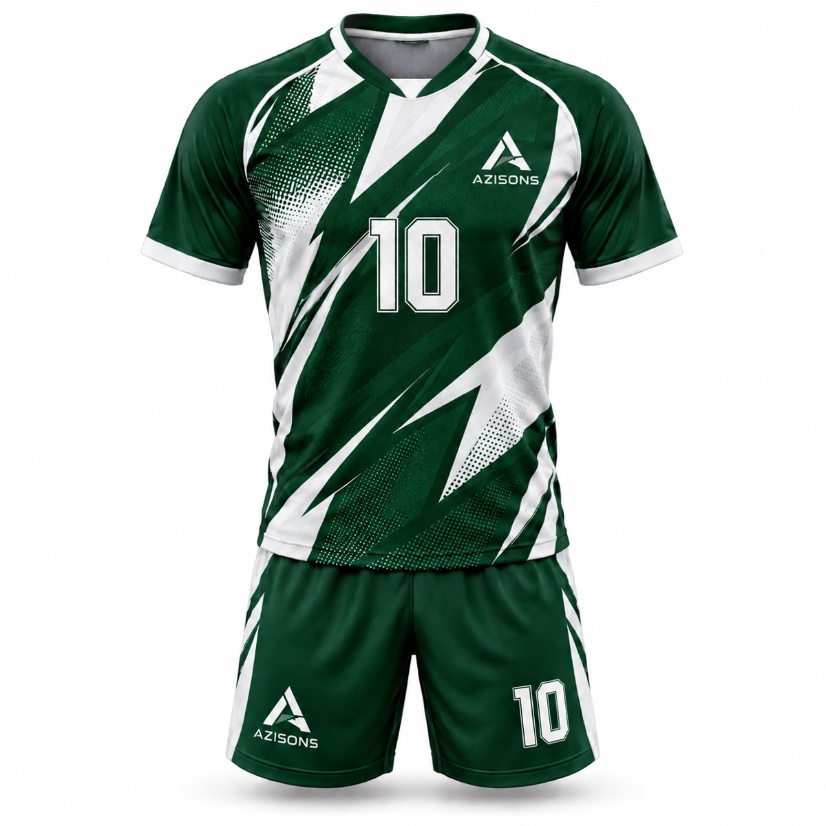 Custom sublimated soccer kit Forest Green / White – Azisons AS-410