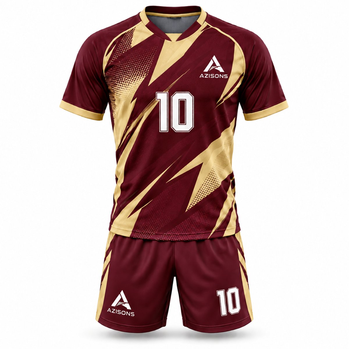 Custom sublimated soccer kit Maroon / Gold – Azisons AS-411