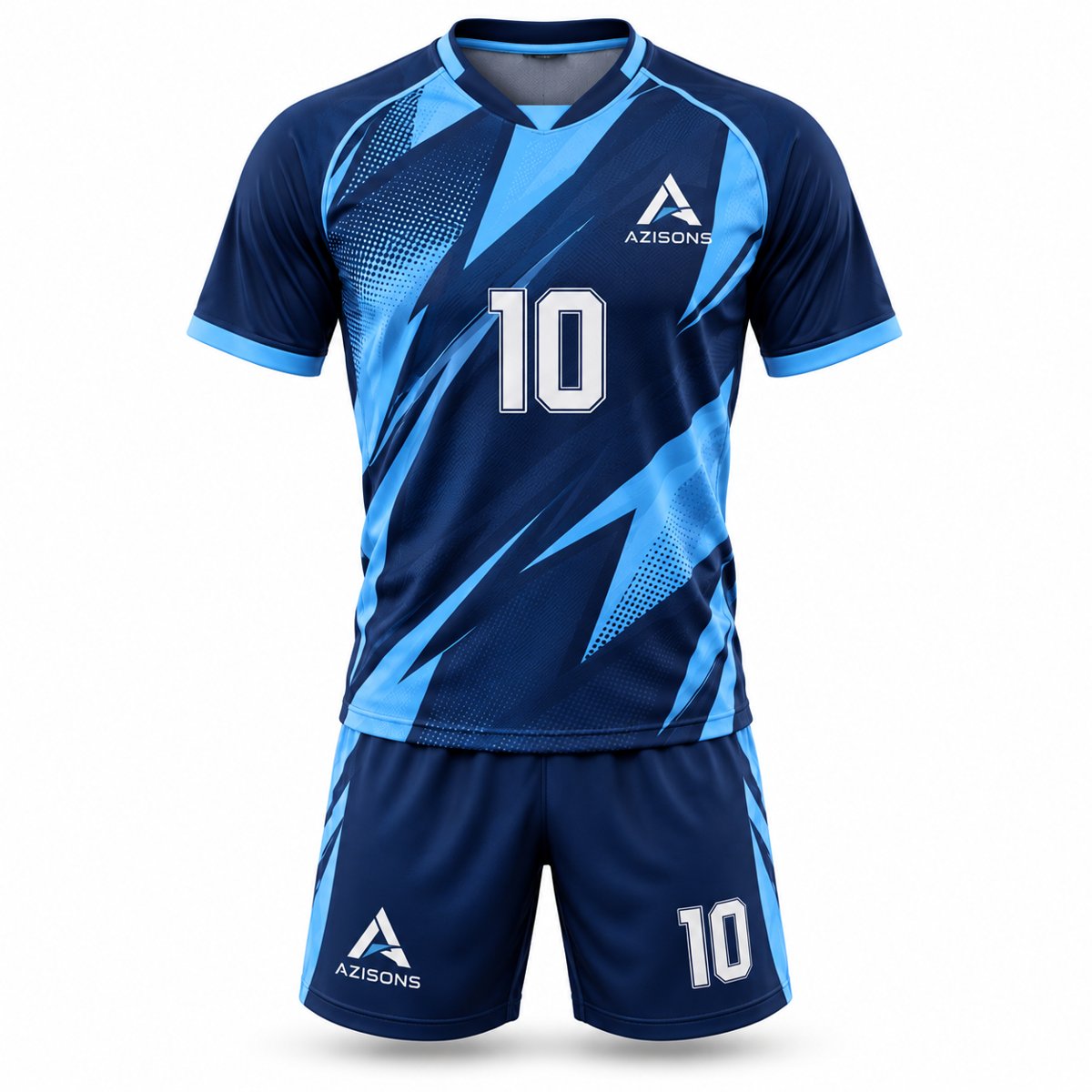 Custom sublimated soccer kit Navy / Sky Blue – Azisons AS-414